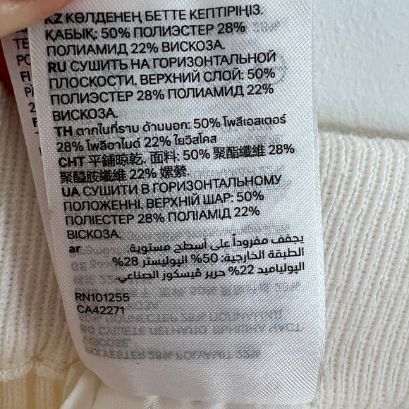 H&M Ivory Elastic Waist Pleated Wide Leg Pants Size L Large NEW - Picture 10 of 10